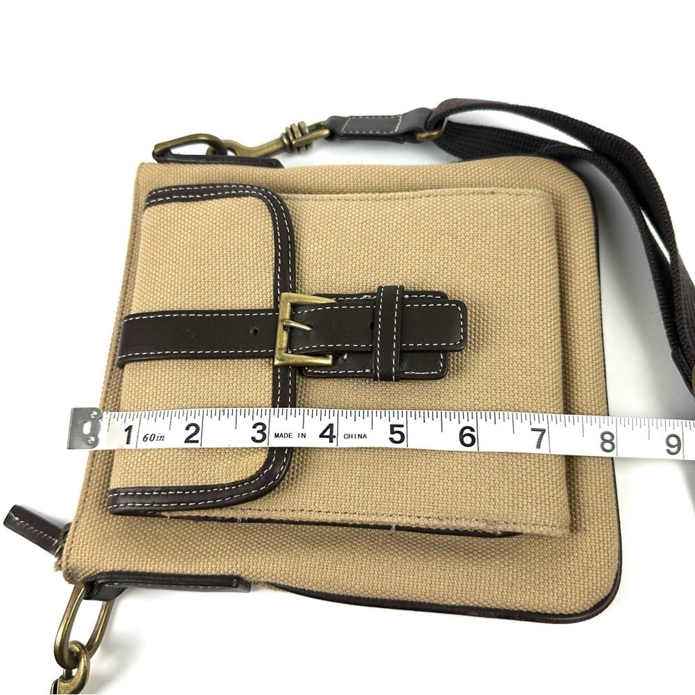 Eddie Bauer Crossbody Bag Canvas Leather Trim Tan Brown Vintage‎ Handbag Travel - Picture 9 of 10